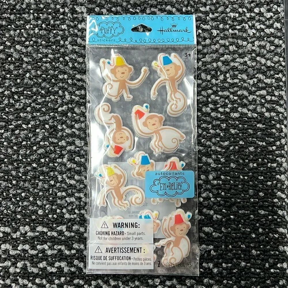 Monkey Puffy Scrapbook Stickers, New